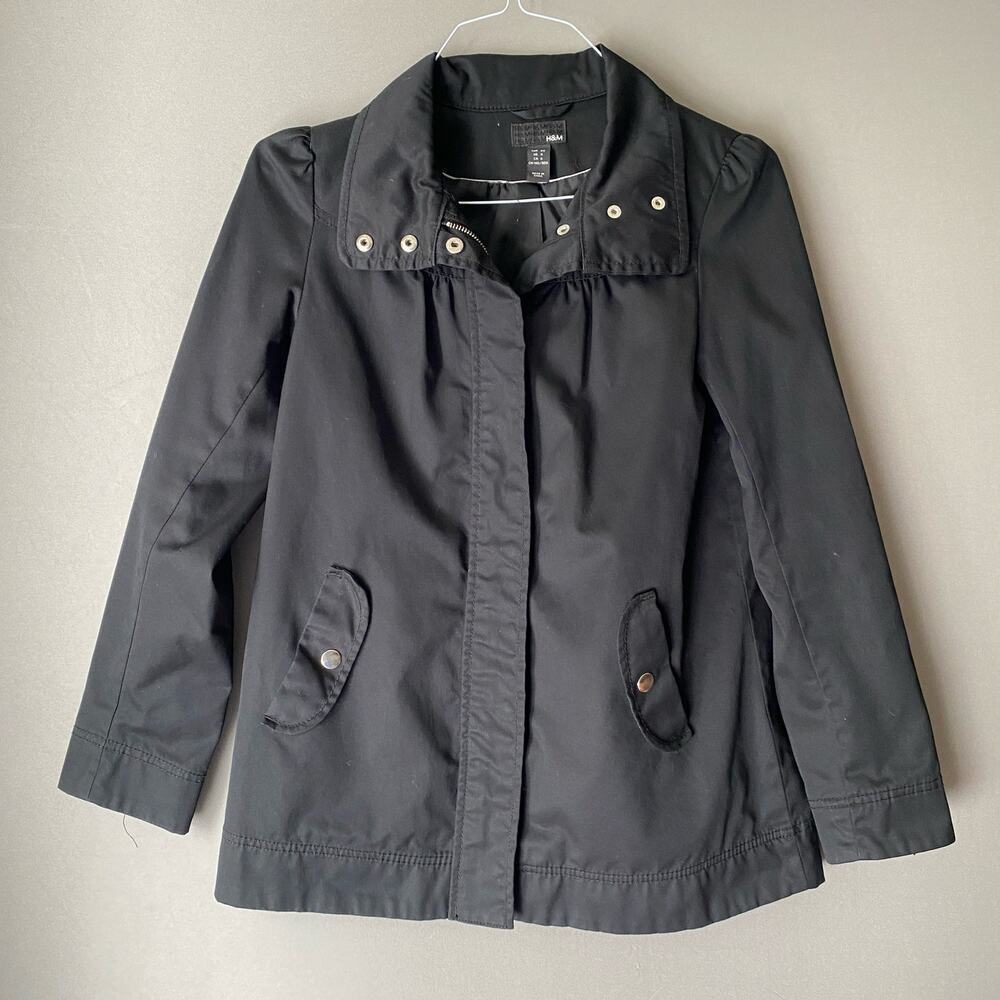 H&M sz 4 black zip cotton winter coat